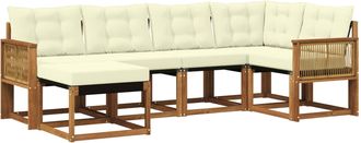 vidaXL Conjunto De Sof&aacute;s De Exterior 6 Uds. Natural Y Crema Vidaxl