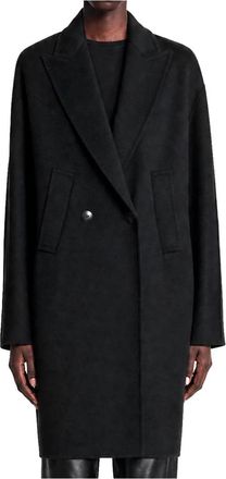 Max Mara Jassen, Dames, Zwart, S, Wol, Dubbele-breasted wollen broadcloth jas