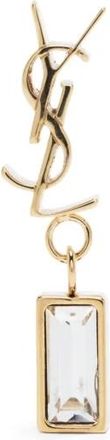 Saint Laurent Gouden Bijoux Oorbel met Rhinestone Hanger - Dames - Oorbellen - Geel - ONE Size - Accessoires