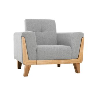 Miliboo Miliboo - Sill&oacute;n N&oacute;rdico Gris Claro Con Patas De Madera Fjord