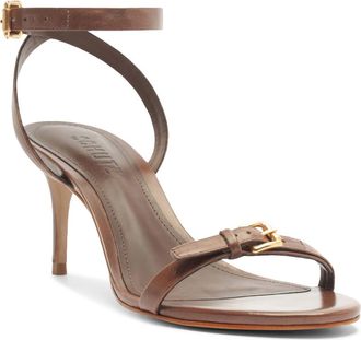 Schutz Aurora Mid Ankle Strap Sandal in Root Brown at Nordstrom, Size 10.5