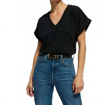 Nation Ltd Stevie Cuffed V-Neck Tee In Black