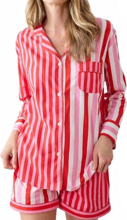 Printfresh Long Sleeve Top & Shorts Set In Red