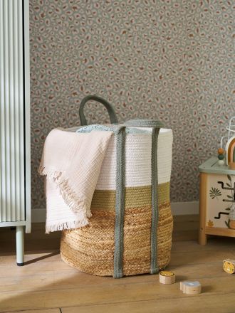 Vertbaudet Aufbewahrungskorb aus Jute Kinderzimmer, dreifarbig gr&uuml;n