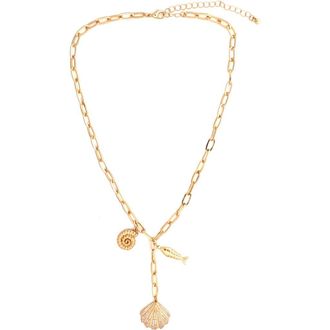 Panacea Shell & Fish Charm Lariat Necklace in Gold at Nordstrom Rack
