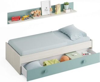 HOGAR 24 Cama nido juvenil con estanter&iacute;a para colch&oacute;n de 90x190 cm