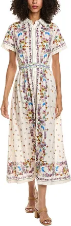 Max Studio Short Sleeve Button Front Midi Dress