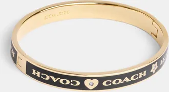 Coach Womens Heart and Star Enamel Bangle - Black/Gold - One Size