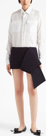 Prada Womens Asymmetric-hem Mini Skirt - Black Wool - Size EU 38 (Womens)
