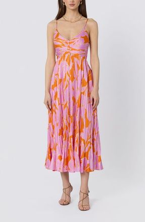 ASTR the Label Maeve Midi Dress in Orange Pin at Nordstrom, Size X-Small