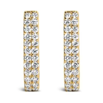 House of Brilliance 10K Gold 1/4 Cttw Lab Grown Diamond Double Row Huggie Hoop Earrings in Yellow at Nordstrom