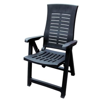 Dmora Silla De Exterior Rhump, Una Silla, Respaldo Reclinable Hecha En Italia, Multiposici&oacute;n, Negro Antracita