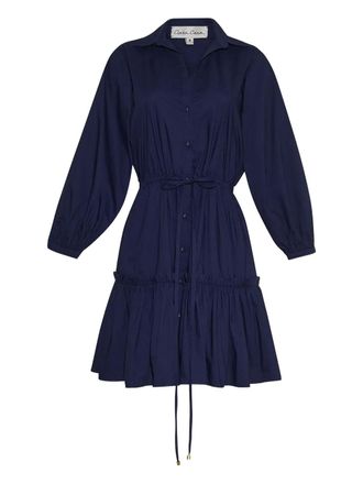 Cara Cara Robin button-detailed tiered mini dress - women - Cotton - L - Blue