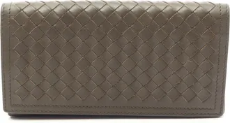 Bottega Veneta Khaki Intrecciato Long Wallet (Bi-Fold) (Pre-Owned)