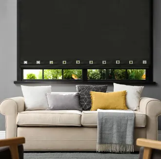 Lewis's Colorado Eyelet Roller Blinds - Black - 120x165 cm | TJ Hughes