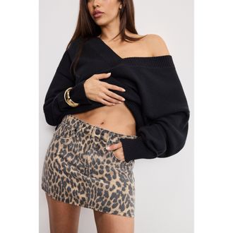Good American Womens Leopard Good 90s Mini Skirt | Lucky Leopard Size 28 Plus | Good American by Khlo&Egrave; Kardashian