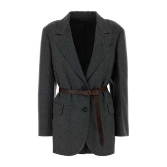 Brunello Cucinelli Chaqueta Tipo Traje - Jackets - Mujer - Gris - S