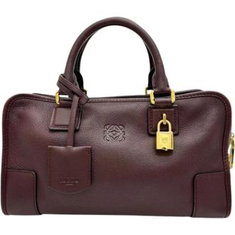 Loewe Pre-owned Handbags, female, Red, Size: ONE SIZE Pre-owned Amazona 28 Leather Handbag