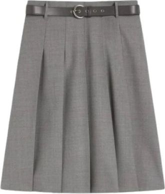 Max Mara Rokken, Dames, Grijs, S, Wol, Gimmy Geplooide Wollen Rok