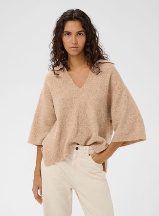 Inwear Womens Loose fuzzy Johnny collar sweater