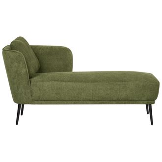 Beliani Chaise Longue Estilo Retro Con Coj&iacute;n Muebles De Sala De Estar De Tela Verde Oscuro Izquierdo Artheze
