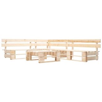 Berkfield Home 4 Piece Garden Pallet Lounge Set Natural Wood in Brown