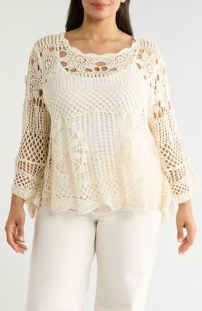 Forgotten Grace Cotton Crochet Top in Natural at Nordstrom Rack, Size 1X