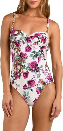 L'agence Amie Rose Leopard One-Piece Swimsuit in White Multi at Nordstrom, Size X-Small