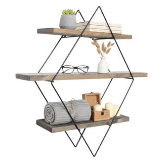 Dmora Estante Rozasanina, 3 Niveles, Capacidad 2,50/nivel, Estructura Negra, 60x14x60h Cm Marr&oacute;n Nogal