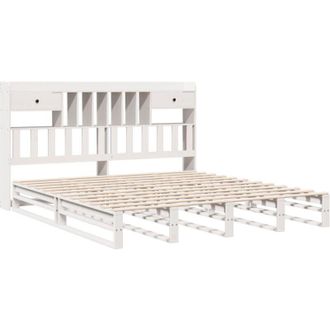 vidaXL Bookcase Bed without Mattress White 180x200 cm Super King Solid Wood Pine Vidaxl