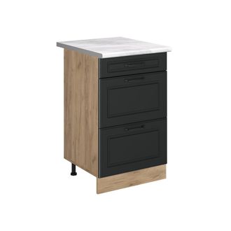 Vicco Mueble Bajo De Cocina R-line, Antracita Casa De Campo/roble Dorado, 50 Cm Encimera M&aacute;rmol, Vicco