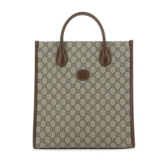 Gucci Gg Supreme Fabric And Leather Handbag