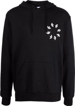 adidas Mens adidas originals Kangaroo Pocket Chest Logo Printing Hooded Long Sleeves Black HC4490