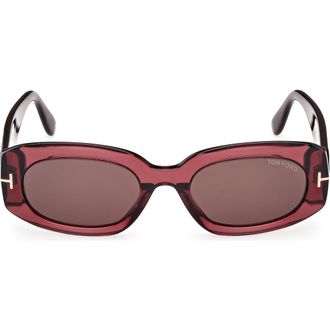 Tom Ford Cielle 52mm Oval Sunglasses in Transparent Wine /T Logo at Nordstrom