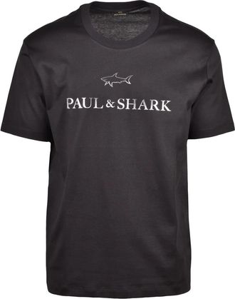 Paul & Shark Black Silver Cotton T-Shirt