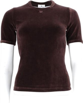 Courr&egrave;ges Velvet-Texture Fitted Cotton T-Shirt