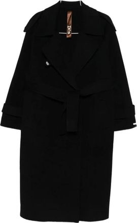 Glox Trench Coats, female, Black, Size: XS Black Coat Jj209