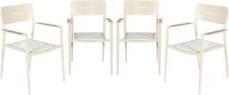 Sweeek Set of 4 garden armchairs aluminium and textilene beige 58x56x86 cm - Fira