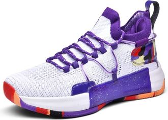 Generic Mens Basketball Shoes are Breathable Lightweight Anti Slip Wear-Resistant Sports Training Boots Walking Shoes(Purple,3.5 UK)