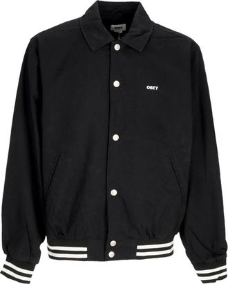 Obey Icon Face Varsity Jack Zwart - Heren - Bomber jackets - Zwart - L - Katoen - Jassen