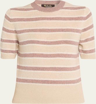 Loro Piana Fobello Cashmere Striped Crewneck Sweater