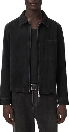 AllSaints Dolwen Cotton Zip Shirt Jacket in Orca Black at Nordstrom, Size X-Large