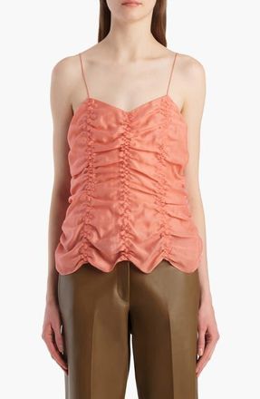 Khaite Inara Ruched Top in Coral at Nordstrom, Size X-Large