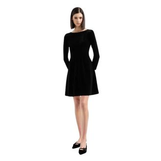 Emporio Armani Uitlopende jurk met boothals - Dames - Jurken - Zwart - Maat: M