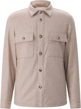 Jacob Cohen Wool Blend Overshirt - Heren - Casual Overhemden - Beige - M - Wol - Overhemden