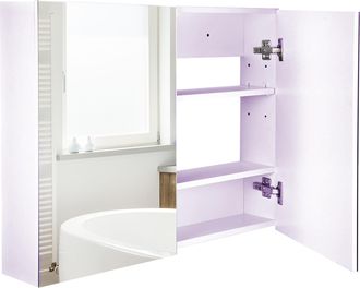 OEM Armario De Ba&ntilde;o Con Espejo Armario De 2 Puertas Con 3 Estantes Estilo Moderno Para Dormitorio 80x15x60 Cm Blanco