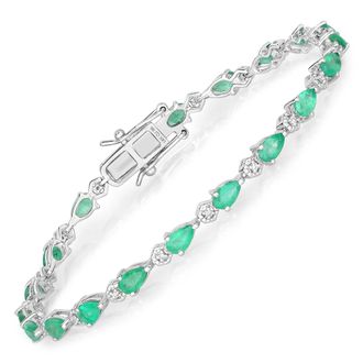 Diana M. Jewels Zambian Emerald Pears 5x3mm - 20Pcs + White Diamond F/C Round 1.10mm ( I1-I2/I color ) - 20Pcs ( Box Lock With Double Safety )
