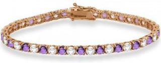 Allurez Alternating Diamond & Amethyst Eternity Bracelet 14K Rose Gold (11.87ct)