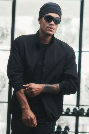 Alo | Takeaway Track Full Zip Jacket in Black, Size: Medium