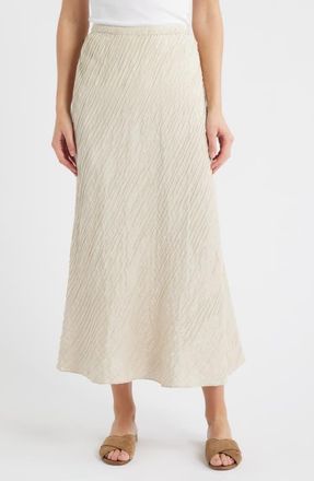 Eileen Fisher Stretch Silk Bias Cut Midi Skirt in Papyrus at Nordstrom, Size Xx-Small